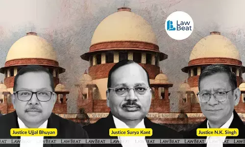 Supreme Court bench with Justices Surya Kant, Ujjal Bhuyan, and N Kotiswar Singh issuing orders in a 1971 land deed forgery case protecting 71-year-old Usha Mishra. Supreme Court bench with Justices Surya Kant, Ujjal Bhuyan, and N Kotiswar Singh issuing orders in a 1971 land deed forgery case protecting 71-year-old Usha Mishra.