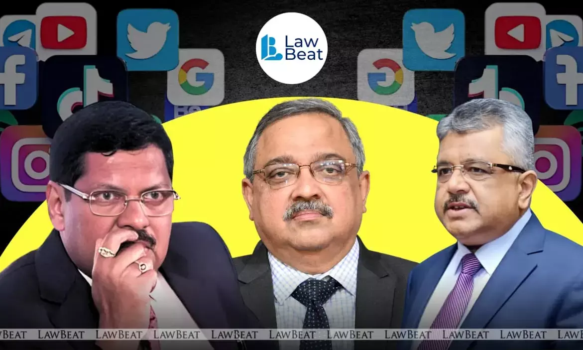 CJI Gavai, Justice Chandran and SG Mehta with caption on Vishnu Idol controversy. CJI Gavai, Justice Chandran and SG Mehta with caption on Vishnu Idol controversy.