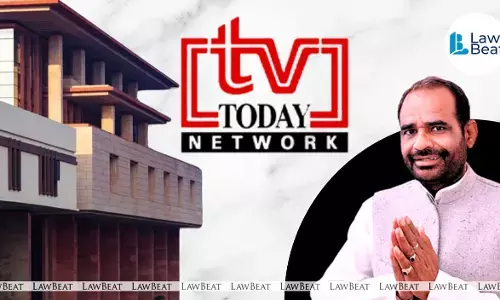 News graphic showing the Delhi High Court building with text about the court refusing to discharge TV Today Network in a defamation case filed by BJP leader Ramesh Bidhuri.”