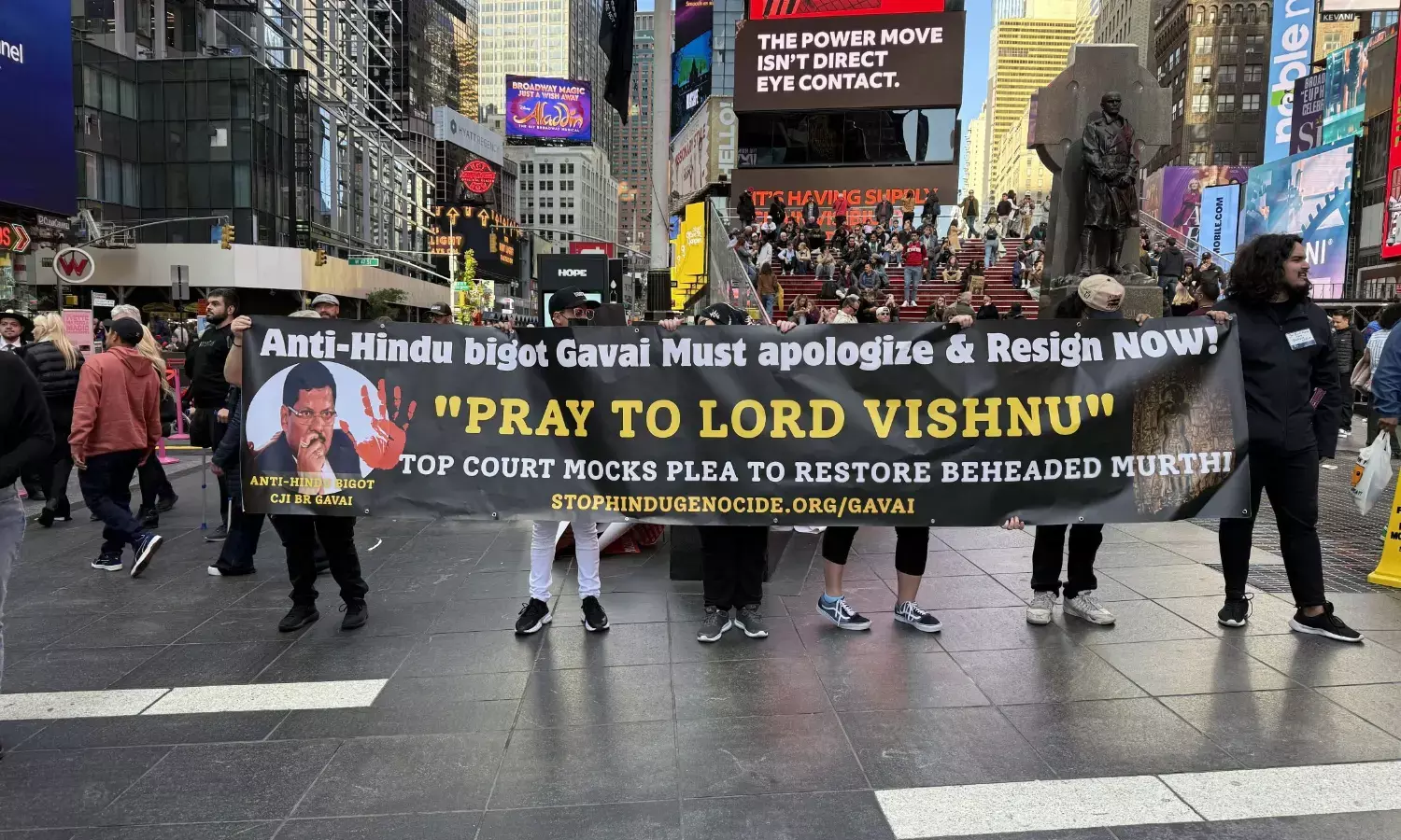 Protesters at Times Square demand apology for Supreme Court judges Khajuraho idol decision