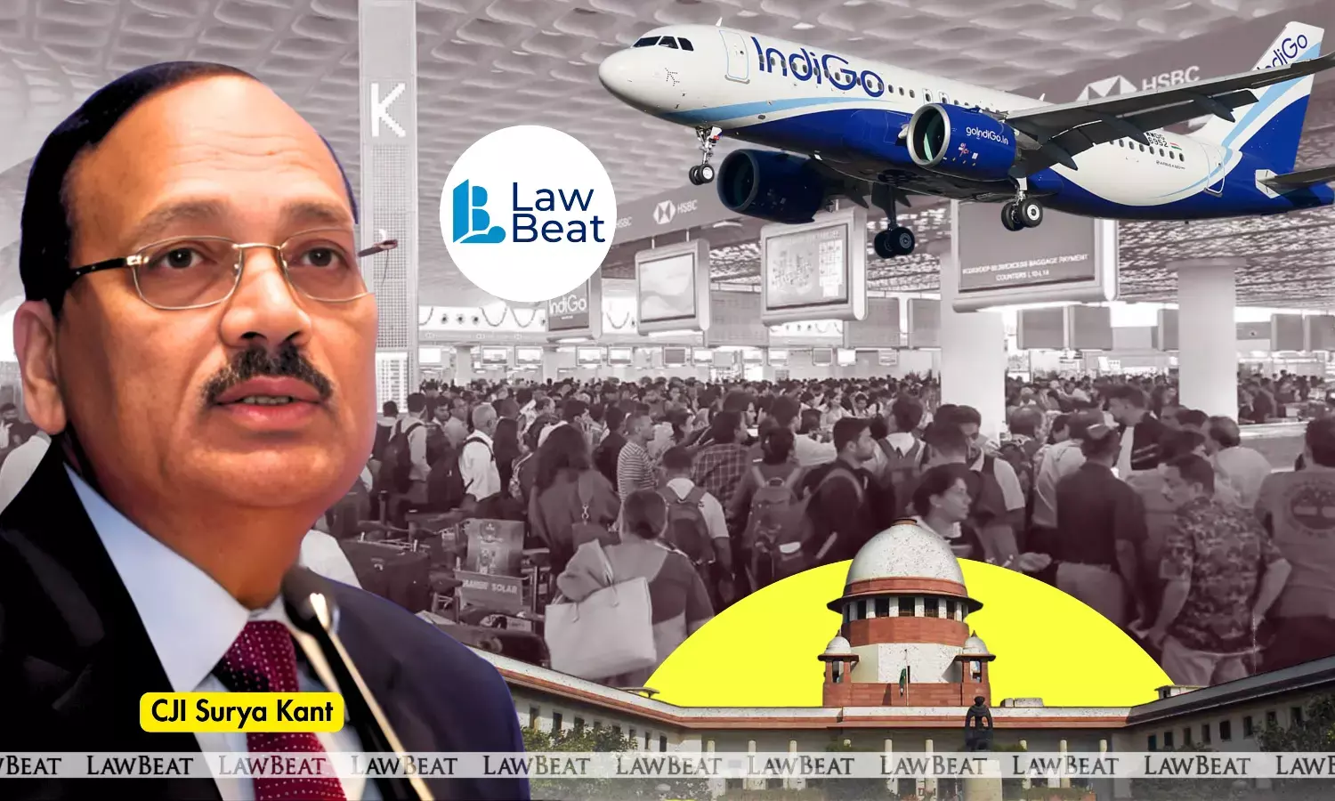Supreme Court bench addressing plea over severe Indigo flight delays and cancellations that disrupted air travel across India.