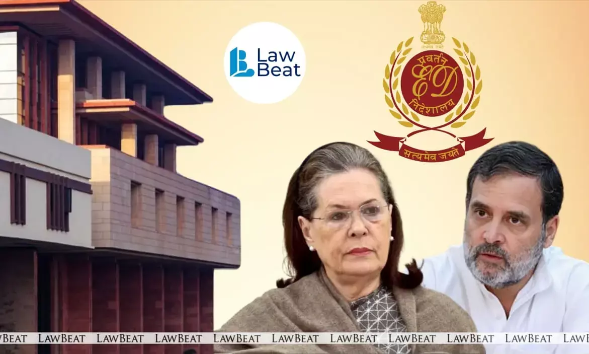 The Enforcement Directorate building and the Delhi High Court amid proceedings in the National Herald money laundering case involving Sonia and Rahul Gandhi.