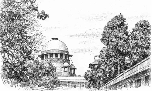 Supreme Court building representing judgment on state police jurisdiction to investigate corruption cases against central government employees