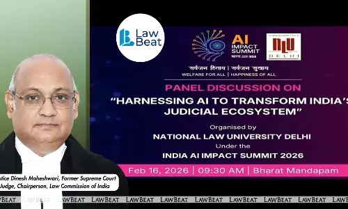 Former Supreme Court judge Justice Dinesh Maheshwari speaking at the India AI Impact Summit 2026 on why sentencing under the Constitution cannot be automated through artificial intelligence
