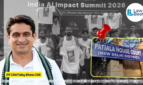 Indian Youth Congress President Udai Bhanu Chib at Patiala House Court after Delhi Police sought custody in the AI Impact Summit protest case.