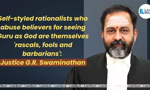 Madras High Court judge Justice G.R. Swaminathan addressing a spiritual gathering where he spoke about rationalists and belief in God.