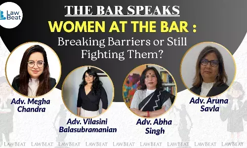 Women lawyers Megha Chandra, Vilasini Balasubramanian, Abha Singh and Aruna Savla sharing views on gender equality at the Bar