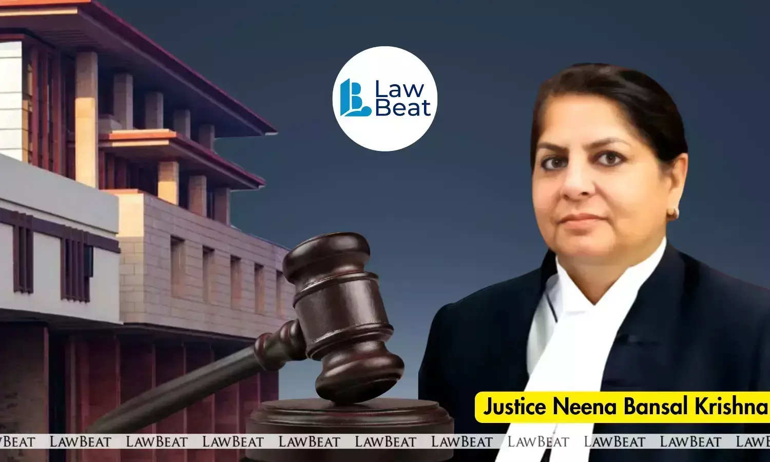 Justice Neena Bansal Krishna with Delhi High Court building and gavel representing negligence ruling in road accident case