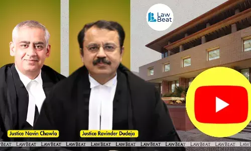 Justice Navin Chawla and Justice Ravinder Dudeja with Delhi High Court building and YouTube logo representing contempt conviction of a YouTuber Justice Navin Chawla and Justice Ravinder Dudeja with Delhi High Court building and YouTube logo representing contempt conviction of a YouTuber