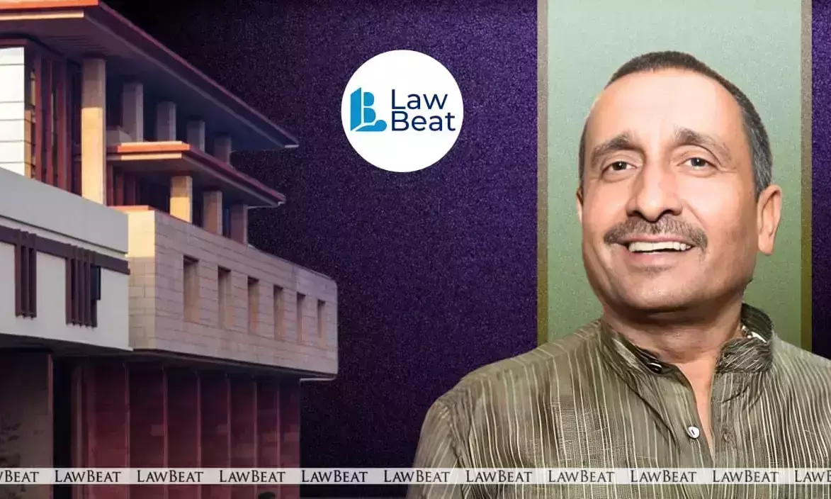 Kuldeep Singh Sengar with Delhi High Court building in background related to Unnao rape case appeal on additional evidence