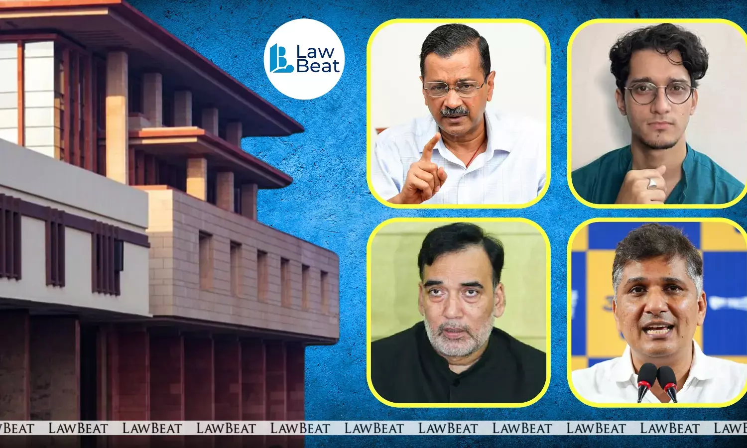 Composite image showing the Delhi High Court building alongside AAP leaders Arvind Kejriwal, Gopal Rai, Saurabh Bhardwaj and journalist Saurav Das in connection with contempt proceedings concerning alleged social media posts targeting Justice Swarana Kanta Sharma. Composite image showing the Delhi High Court building alongside AAP leaders Arvind Kejriwal, Gopal Rai, Saurabh Bhardwaj and journalist Saurav Das in connection with contempt proceedings concerning alleged social media posts targeting Justice Swarana Kanta Sharma.