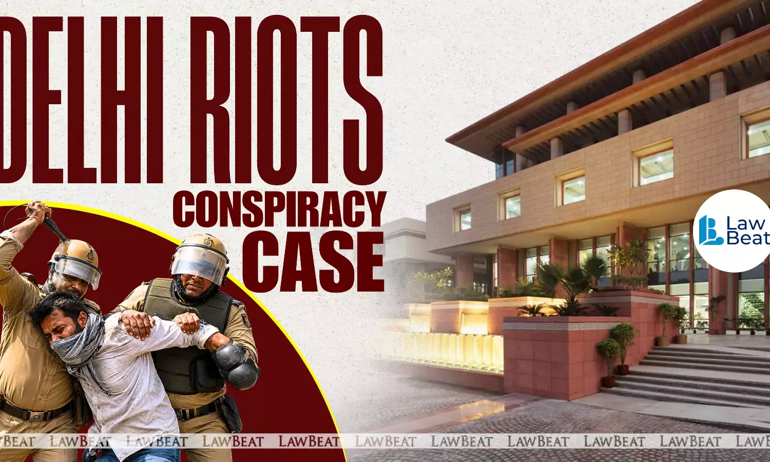 Graphic depicting the Delhi riots conspiracy case alongside the Delhi High Court, relating to the grant of bail to accused Salim Malik.