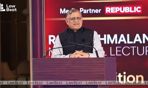 Swaminathan Gurumurthy speaking on judicial independence, transparency and public trust at the Ram Jethmalani Memorial Lecture 2026