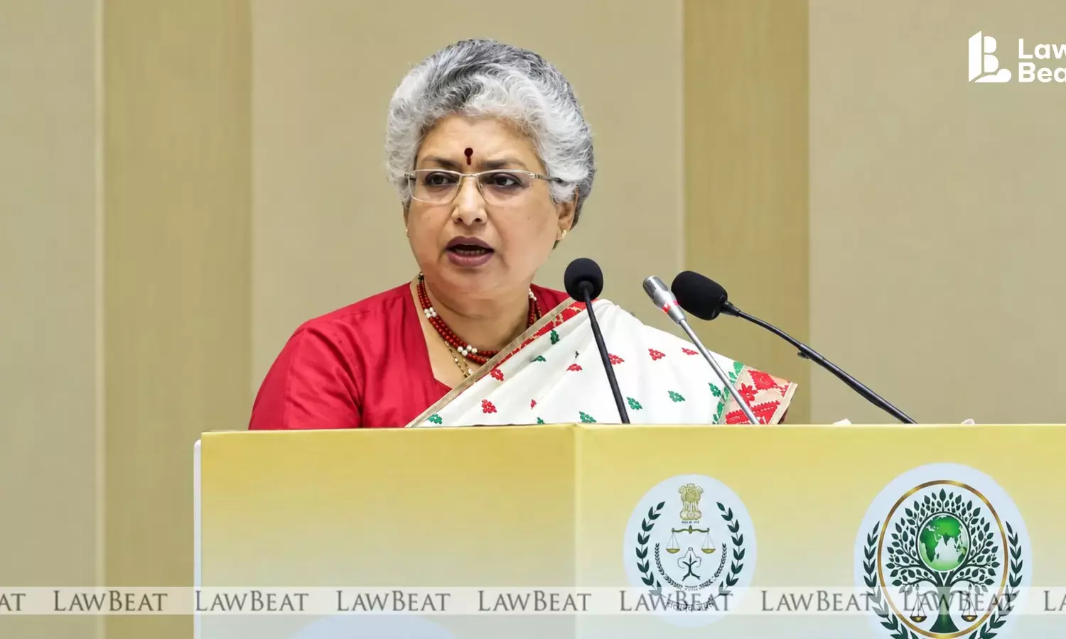 Supreme Court Justice B.V. Nagarathna addressing the NGT international conference on environment and climate dynamics at Vigyan Bhavan in New Delhi Supreme Court Justice B.V. Nagarathna addressing the NGT international conference on environment and climate dynamics at Vigyan Bhavan in New Delhi