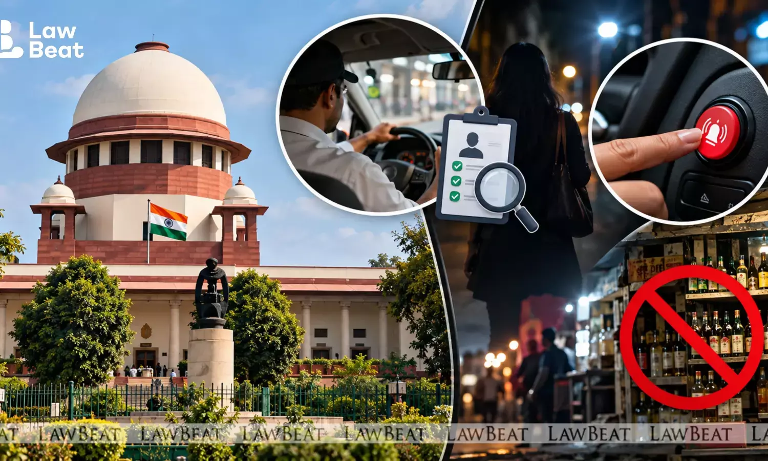 Supreme Court of India building in New Delhi, with Delhi Police patrolling a city street at night Supreme Court of India building in New Delhi, with Delhi Police patrolling a city street at night