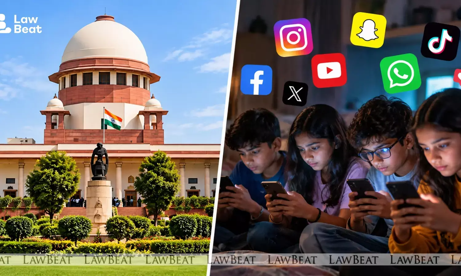 A child using a smartphone, illustrating a public interest petition before the Supreme Court of India on childrens access to social media platforms.